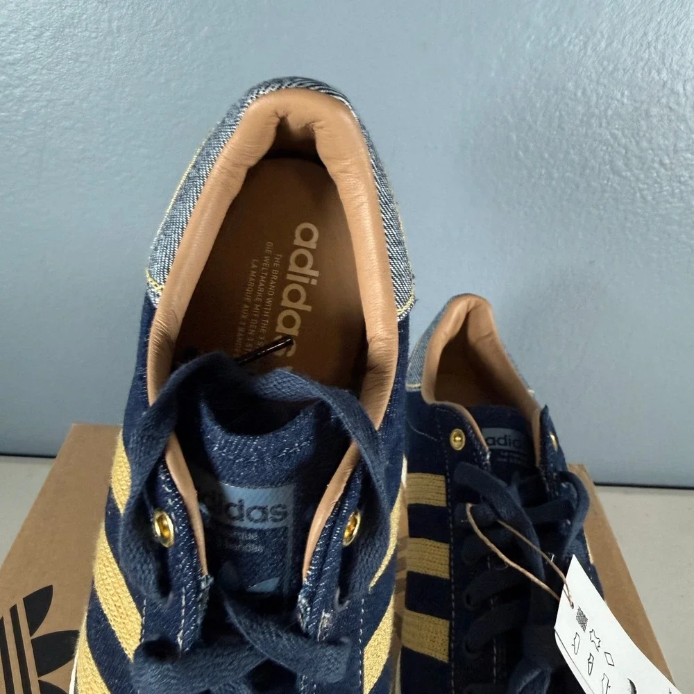 Adidas Superstar Denim‎ Navy Gold Indigo Shell Toe Sneakers GX6351 Size 8 - Picture 5 of 9